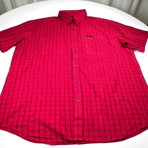 Sean John Mens Shirt 3XB Red Black Plaid & Button Down Shirt Cotton Poly Blend - Picture 6 of 9